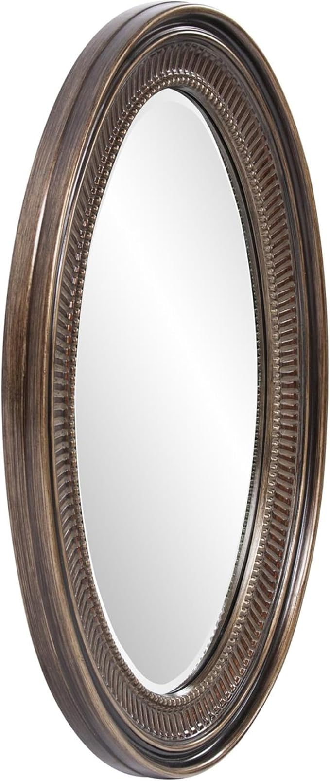 Howard Elliott Ethan Bronze Oval Decorative Wall Hanging Mirror, Vintage Oval Mirror for Wall Decor Resin Frame Vanity Mirror Perfect for Living Room, Bedroom & Home Decor, 21 x 31 Inch