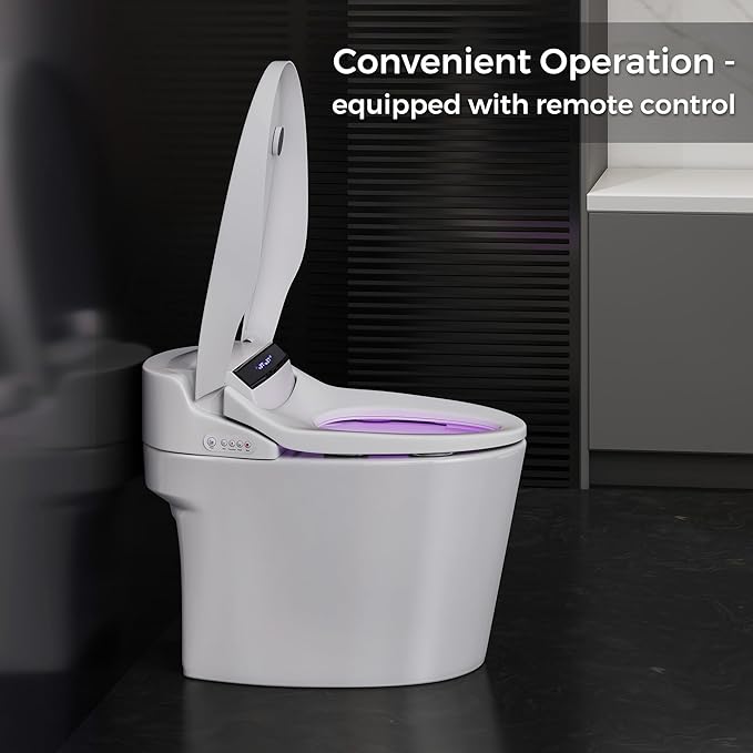 Bidet Toilet, One Piece Toilet with Tankless, Heated Toilet Seat, Bidet Warm Water, Dryer, Foot Sensor Operation, Auto Toilet Flushing