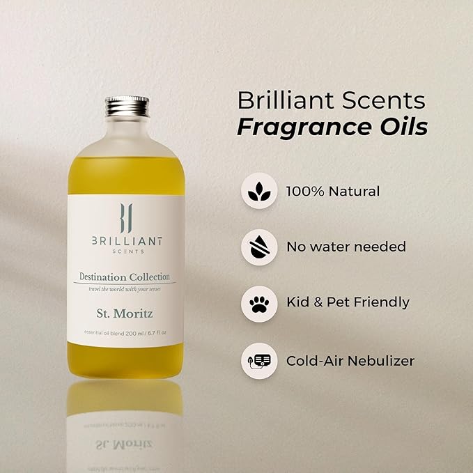 Brilliant Scents Fragrance Oil Set - Hotel Collection Diffuser Oil for Natural Aromatherapy - for Perfume, Home, Gym, Office, Candles - 16.9 FL OZ Size - St. Moritz