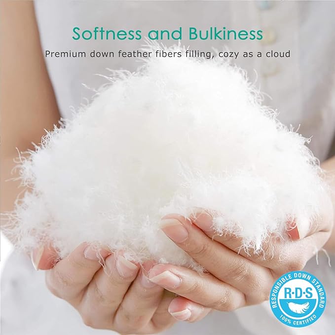 APSMILE Premium Down Feather Fibers Comforter Oversized King Size, All Season Duvet Insert Oversized King Size with 8 Tabs, Ultra Soft Poly-Cotton Cover Down Feather Fibers Comforter (White, 120*98")