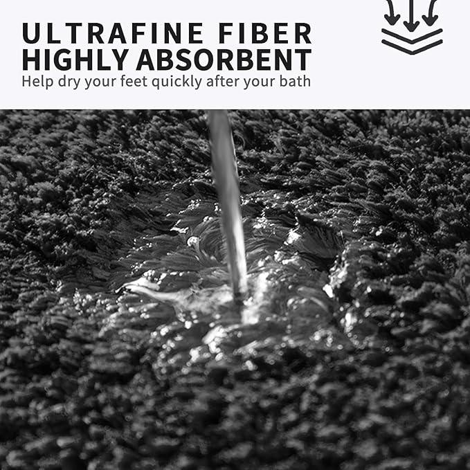 FIFU Bathroom Runner Rug 24" W x 48" L, Bath Mats for Bathroom, Bedroom & Kitchen, Non-Slip Rubber Latex Backing, Comfort & Soft Shower Bathmat & Carpet for Sink, Home & Hallways, Black