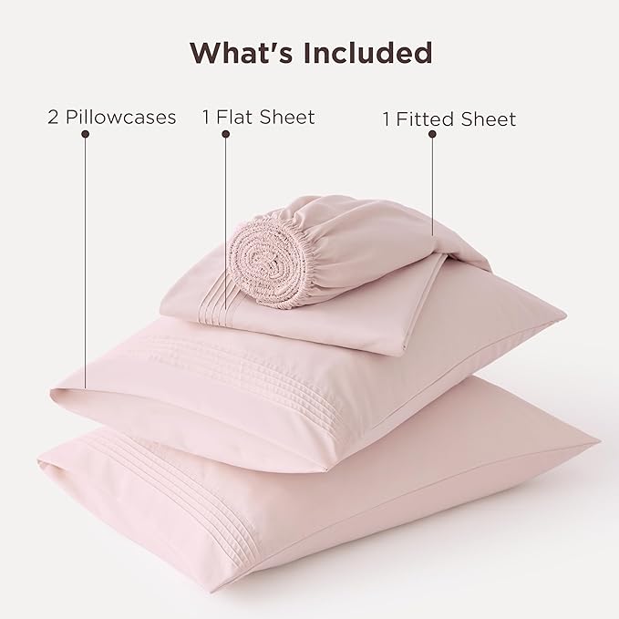 Bedsure Deep Pocket King Sheet Set - Fits Mattresses Up to 21 Inches Thick - 4 Piece GentleSoft Bed Sheets, Moisture Wicking, Soft & Cooling Bedsheet & Pillowcases, Easy & Secure Fit, Blush Pink
