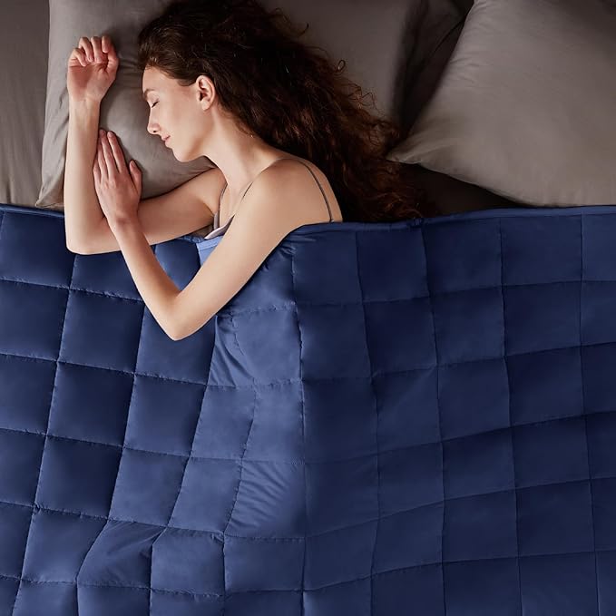Weighted Blanket Queen Size (60"x80" 12lbs),Ultra Soft and Cozy Cooling Weighted Blanket Queen Size for Adult,Heavy Blanket with Machine Washable Soft Blanket, Blue