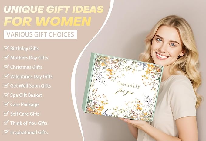 Self Care Gifts for Women Spa Gift Basket Birthday Gifts for Women, Get Well Soon Gift Baskets Thinking of You Relaxation Stress Relief Care Package, Christmas Gifts for Mom Friend Sister(Khaki)