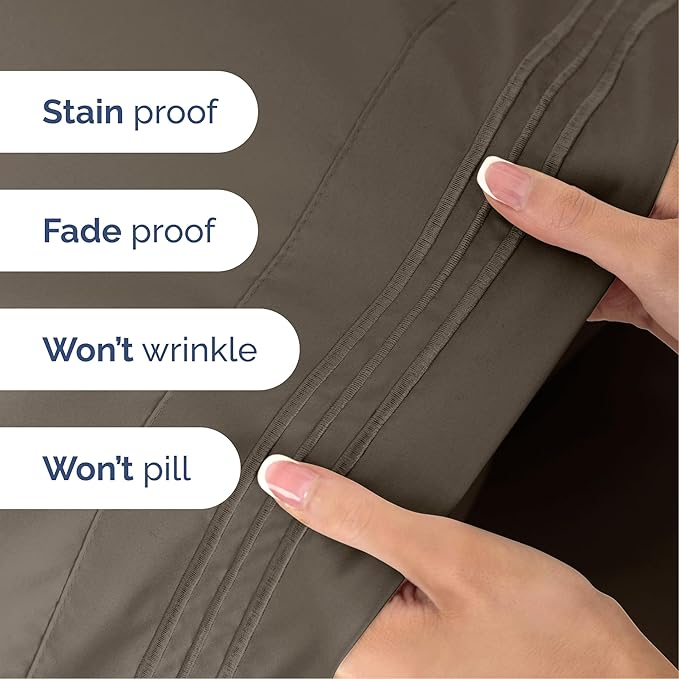 Cal King Size 4 Piece Sheet Set - Extra Soft, Breathable & Cooling - Hotel Luxury Durable Bed Sheets for Women & Men - Deep Pockets, Easy-Fit & Wrinkle-Free - Taupe Brown Oeko-Tex