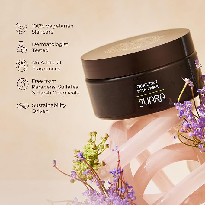 Juara - Candlenut Body Creme | Moisturizing Lotion | Dry Skin Hydration | Skin, Hands & Feet Cream | Soothing Skincare Balm | Cruelty Free, Paraben, Sulfate Free, Vegetarian | 7.5 oz