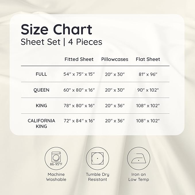 Bambaw Full Sheet Set 4pcs – 100% Viscose Derived from Bamboo Cooling Sheets Full Size Set, Temperature Regulating Sheets, with Elastic Corner Straps, Super Soft Full Size Sheets (Dream Blue)