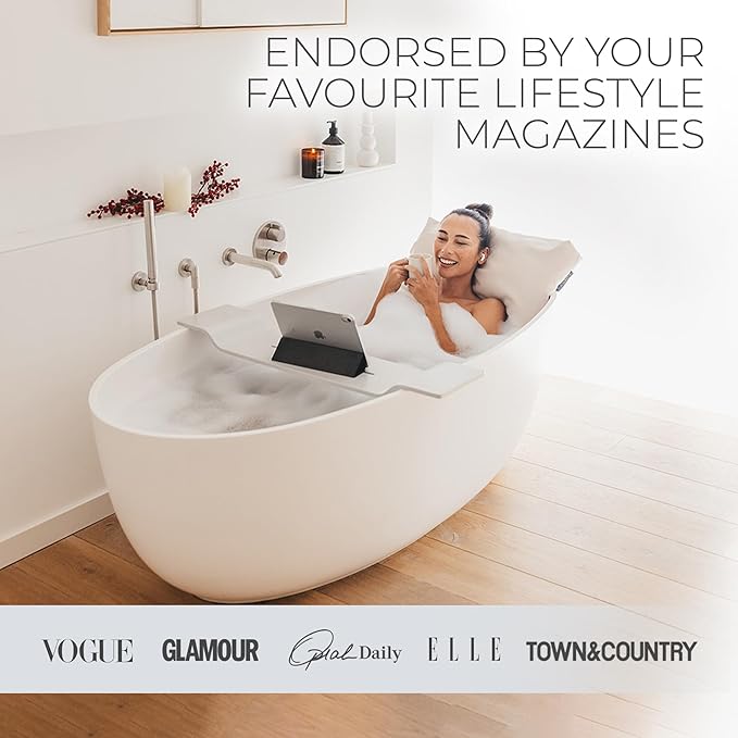 BADESOFA® Luxury Bath Pillow S - Ultra Comfortable & Quick-Drying Bath Back Pillow - Washable Full Body Bath Pillow for Bathtub - Therapeutic Head and Neck Support - Luxury Spa Cushion in Grey