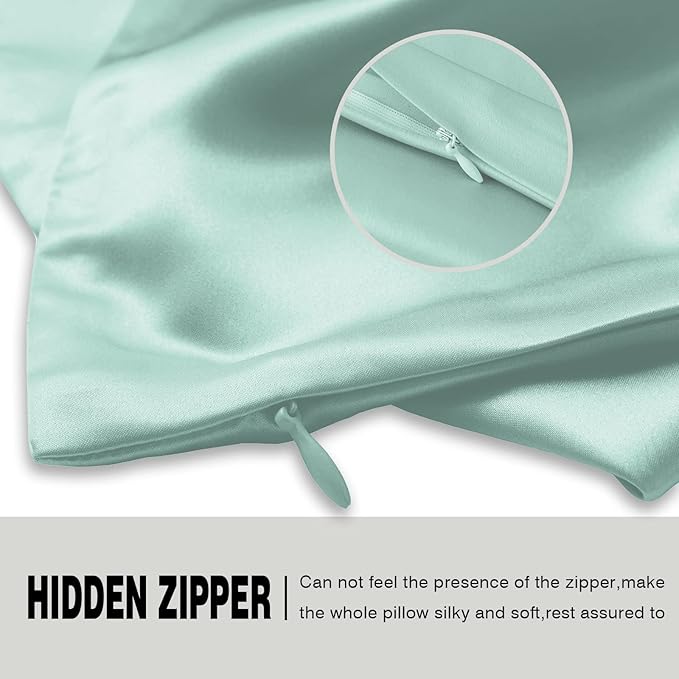 Silk Body Pillowcase Mulberry Silk Pillow Cases with Zipper Soft Breathable Smooth Cooling 20x54 inches Pillowcase for Sleep (Sage Green,20"X 54",1Pcs)