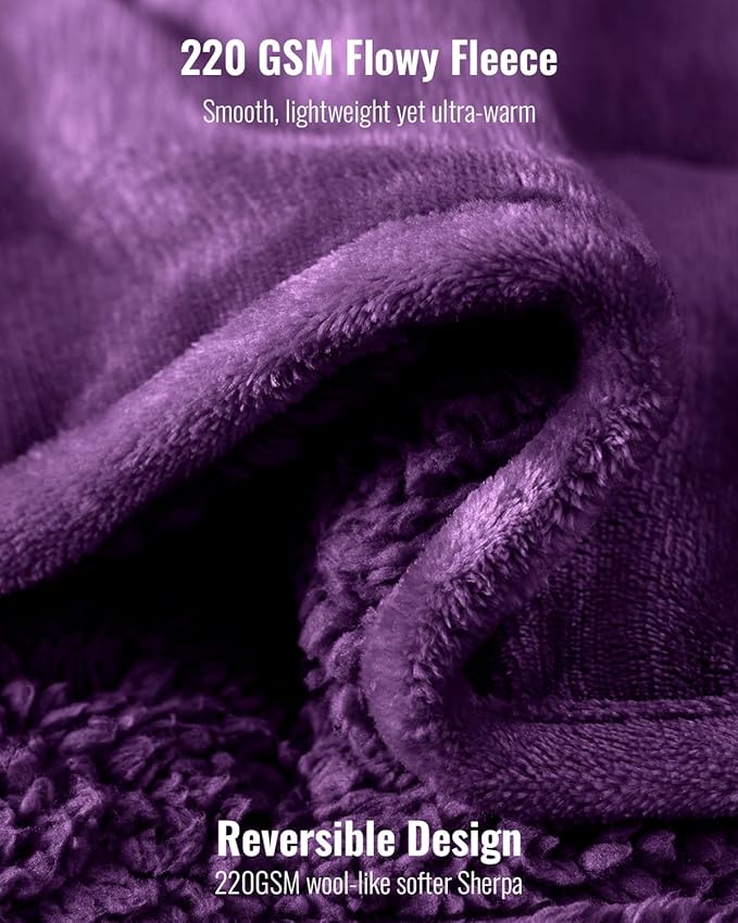 Uttermara Weighted Blanket for Adults, King Size Heavy Blanket with Reversible Soft Shiny Velour Fleece and Cozy Warm Sherpa for Couch Bed, Calming and Relaxing, 60 x 80 inches 20 lbs in Purple