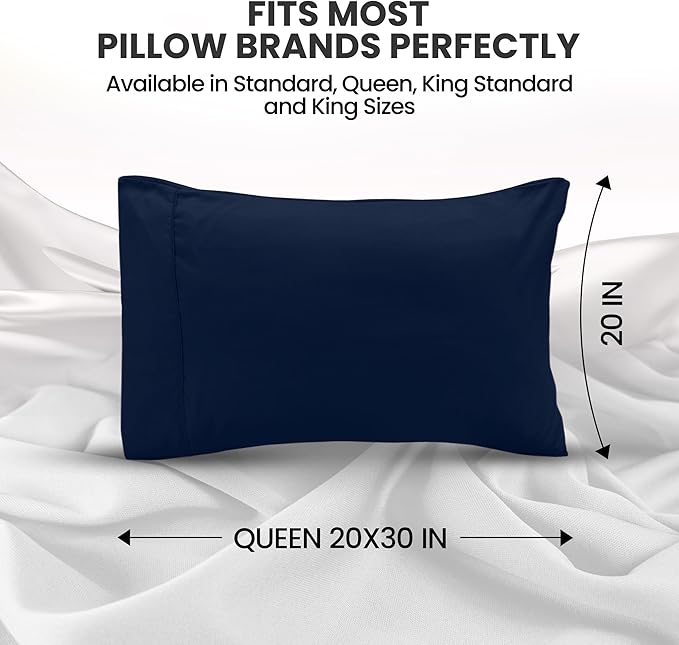 Pillow Covers by Utopia Bedding - Queen Size 2-Pack – Soft Brushed Microfiber – Perfect for Hospitals, Hotels, Guest Rooms – Oeko-TEX Certified, 20x30 Inches (Navy)