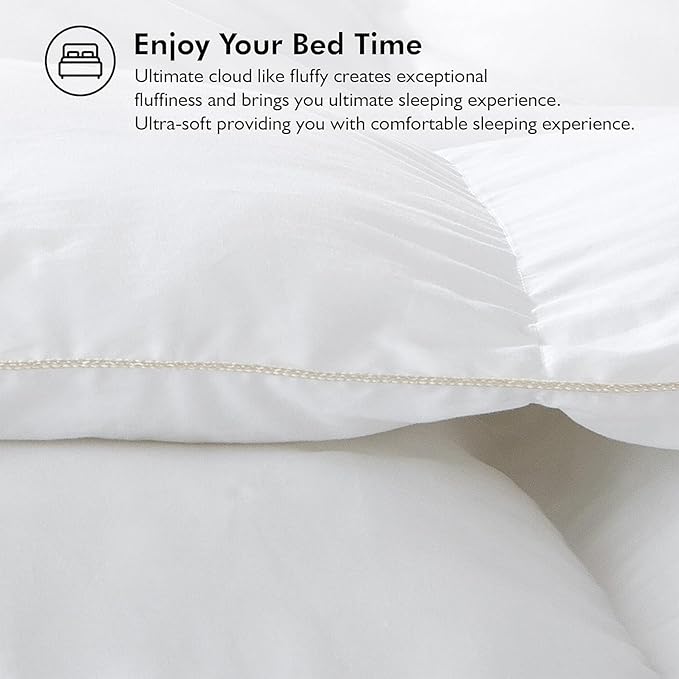Luxurious Oversized Super King 120" x 120" Size Goose Down Fiber Waterfowl Feather Fiber Comforter Duvet, 100% Egyptian Cotton Cover, 90 oz. Fill Weight, Baffle Box Design, White Solid