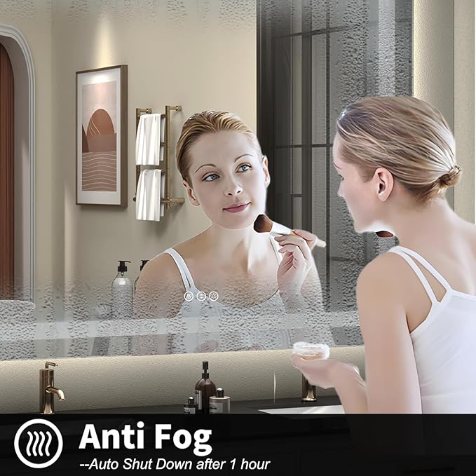 68x 36 Inch Lighted Bathroom Mirror for Wall, LED Illuminated Vanity Mirror with Lights, Dimmable, Anti-Fog, ETL Listed (Backlit and Front Lighted)