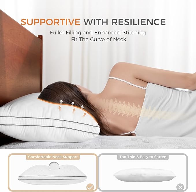 Sweetnight Bed Pillows King Size Set of 2, Fluffy Luxury Hotel Collection Gusseted Large Pillows for Neck and Shoulder, Side Back Stomach Sleeper Pillow, Cozy Night 18"X34"