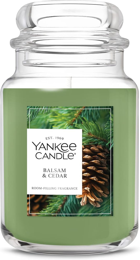 Yankee Candle, Balsam & Cedar Fall Scented Candle, 22oz Large Jar with up to 150 Hour Burn Time