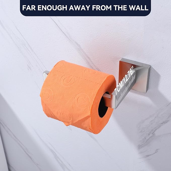 LANC Bathroom Toilet Paper Holder, Brushed Nickel Toilet Paper Roll Holder Wall Mounted for Kitchen Washroom Modern Toilet Tissue Roll Holder Dispenser Stainless Steel Left, A8807BN-LF
