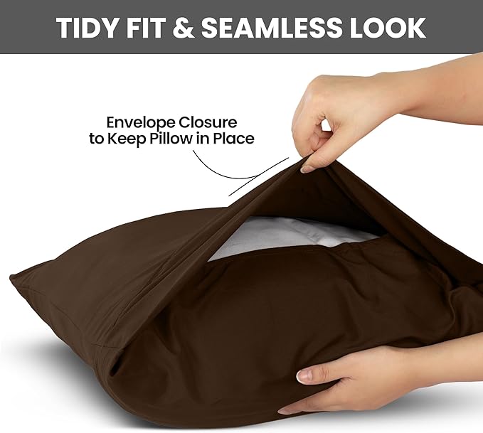 Pillow Covers by Utopia Bedding - Queen Size 2-Pack – Soft Brushed Microfiber – Perfect for Hospitals, Hotels, Guest Rooms – Oeko-TEX Certified, 20x30 Inches (Brown)