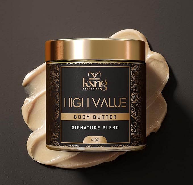 KXNG Cosmetics, Body Butter, Organic Skin Care for Men and Women, Body Moisturizer Lotions and Creams, Raw Shea Butter, Cocoa Butter, Mango, Coconut Oil, Hand, Foot, All Skin Types (High Value)