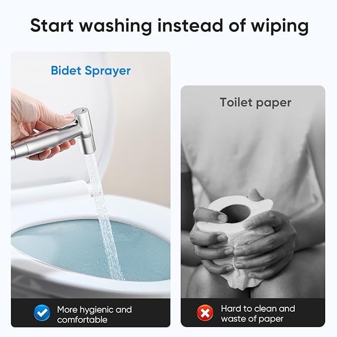 Arofa Handheld Bidet Sprayer for Toilet - 3 Pack Bidets Faucet for Existing Toilets Cloth Diaper Jet Sprayer, Stainless Steel Muslim Shower with Bidet Hose for Feminine Wash