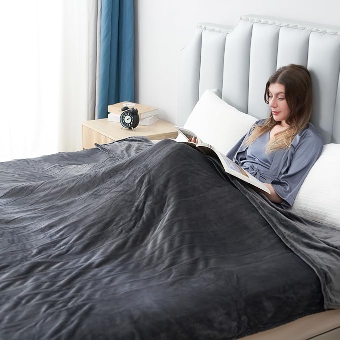 Electric Heated Blanket Throw Size 50" x 60" Heated Throw with 6 Heating Levels & 3 Hours Auto Off, Machine Washable, Dark Gray