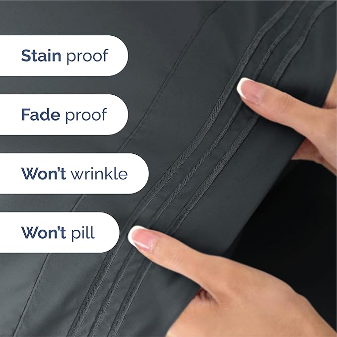 King Size 4 Piece Sheet Set - Extra Soft, Breathable & Cooling Sheets - Hotel Luxury Durable Bed Sheets for Women & Men - Deep Pockets, Easy-Fit & Wrinkle-Free Sheets - Slate Blue Oeko-Tex Bed Sheets