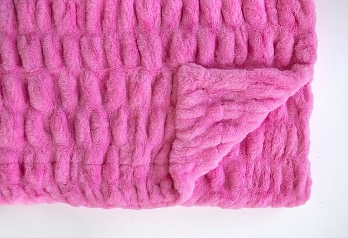 Minky Couture Hugs Blanket - Extra Plush Blanket for Premium Gifting - Stretchy Bubbled Cozy Throw - Silky Smooth - Durable & Machine-Washable - Travel-Friendly - Adult, Pink