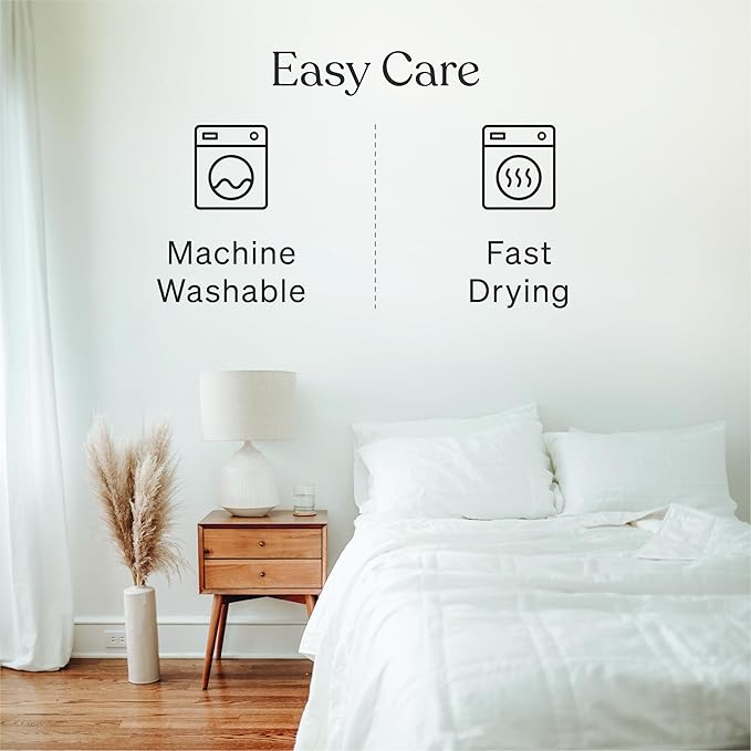 Baloo Weighted Blanket for Adults 12 lb Throw (Pebble White, 42"x72") | Cool & 100% Cotton | Machine Washable & Dryer Safe | Glass Microbead Fill