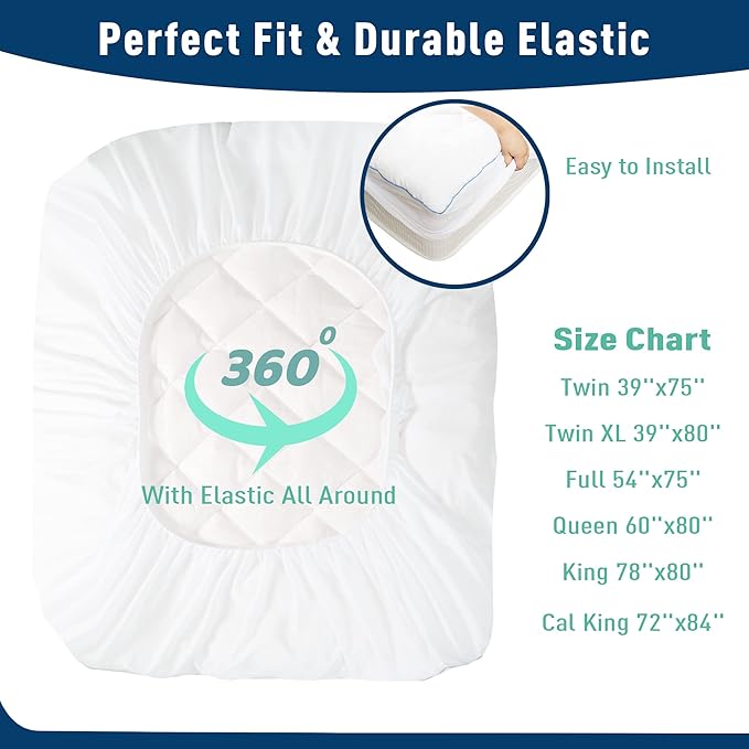 California King Mattress Pad Cotton Mattress Pad Cover Quilted Mattress Cover 18-22" Deep Pocket Mattress Protector Cal King Size Thin Down Alternative Filling Noiseless & Breathable