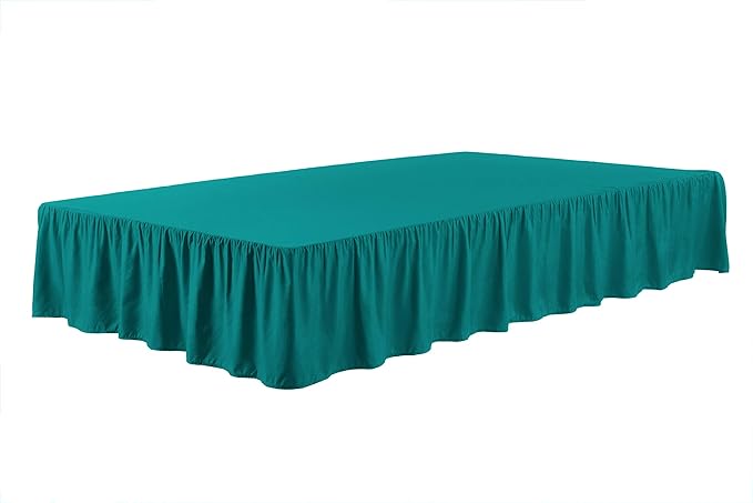 Sheets & Beyond Wrap Around Solid Microfiber Luxury Hotel Quality Fabric Bedroom Gathered Ruffled Bedding Bed Skirt 14 Inch Drop (King, Teal)