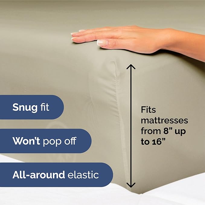 King Size 4 Piece Sheet Set - Extra Soft, Breathable And Cooling Sheets - Hotel Luxury Durable Bed Sheets for Women & Men - Deep Pockets, Easy-Fit & Wrinkle-Free Sheets - Taupe Oeko-Tex Bed Sheet Set