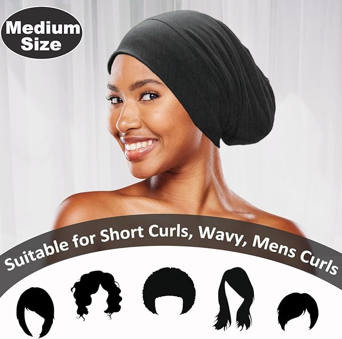 Sleep Cap Bonnet for Sleeping Black Women Men, Adjustable Cooling Lining Bonnets for Curly Hair Wrap Braids Beanie Night Hat
