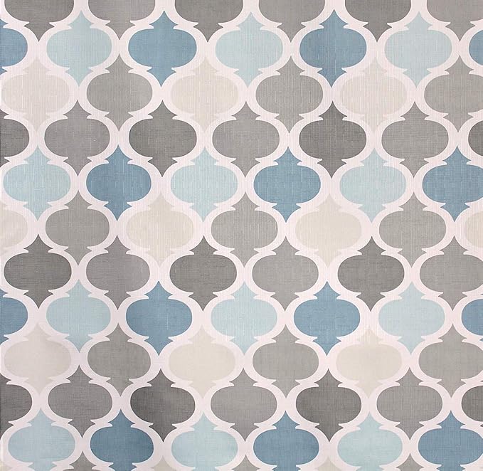 VCNY Home Universal Bathroom Fabric Shower Curtain for Men or Women: Muted Tones of Blue and Grey (Conrad Multi)