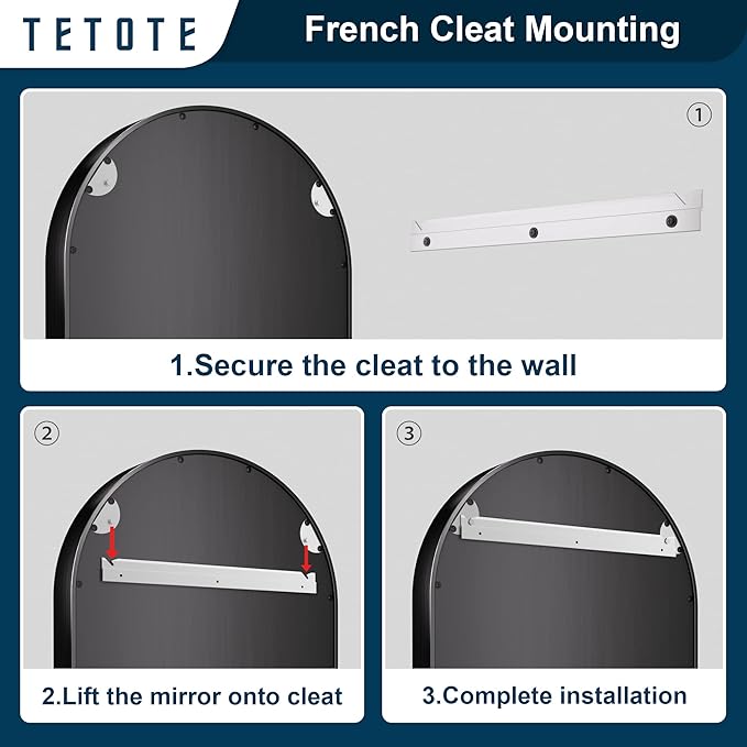 TETOTE Black Arched Mirror for Vanity,20 x 30 Wall Mounted Bathroom Mirror,Matte Black Metal Framed Farmhouse Mirrors for Makeup,Shatterproof Mirror for Entryway,Living Room,Fireplace
