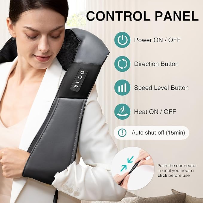 Nekteck Shiatsu Neck and Back Massager with Soothing Heat, Shoulder Massager for Pain Relief Deep Tissue, Electric 3D Kneading Massage Tools for Leg Body Muscle, Corded Power, Gifts for Him Her