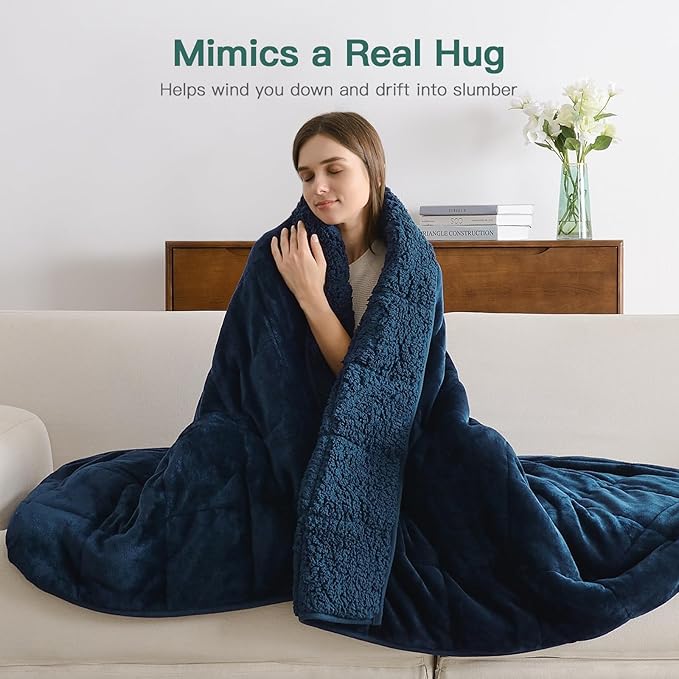 Lofus Weighted Blanket for Adults(20 lbs, 60" x 80"), Queen Size Heavy Blanket Machine Washable, Soft Weighted Blankets for Stress Relief and Sleep Promotion-Navy Blue