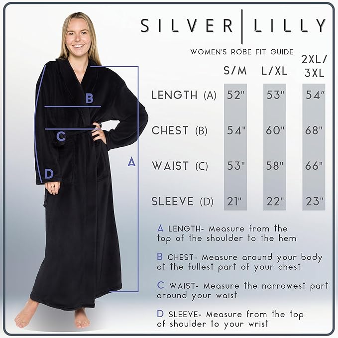 Womens Plush Fleece Bath Robe, Fluffy Long Bathrobe, Great Gift for Mother's Day, Grandma, Daughter, Sister, Wife, Friend