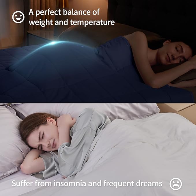 Weighted Blanket Queen Size (60"x80" 12lbs),Ultra Soft and Cozy Cooling Weighted Blanket Queen Size for Adult,Heavy Blanket with Machine Washable Soft Blanket, Blue