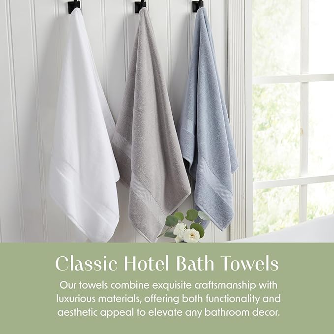 Springtree Home Grey Bath Towels Set of 4 | Classic Hotel Bath Towels | 100% Combed Cotton | Absorbent Quick-Dry Gray Towels for Bathroom | Oeko-TEX® Standard 100 Cotton | Cynewski Collection - Grey