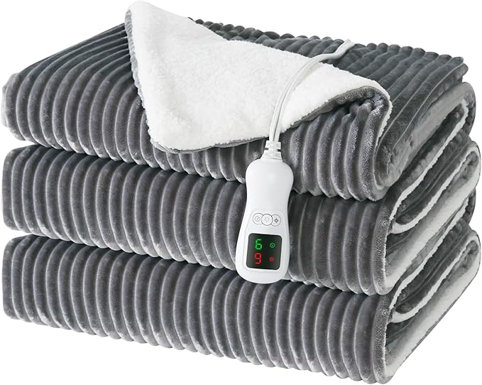 Electric Heated Blanket Twin Size, Washable Blanket Warmer for Home for Adults, Fast Heating, Super Cozy Soft Flannel 62" x 84", 9 Heat Levels, 1-9H Auto-Off, ETL Certified, Silver