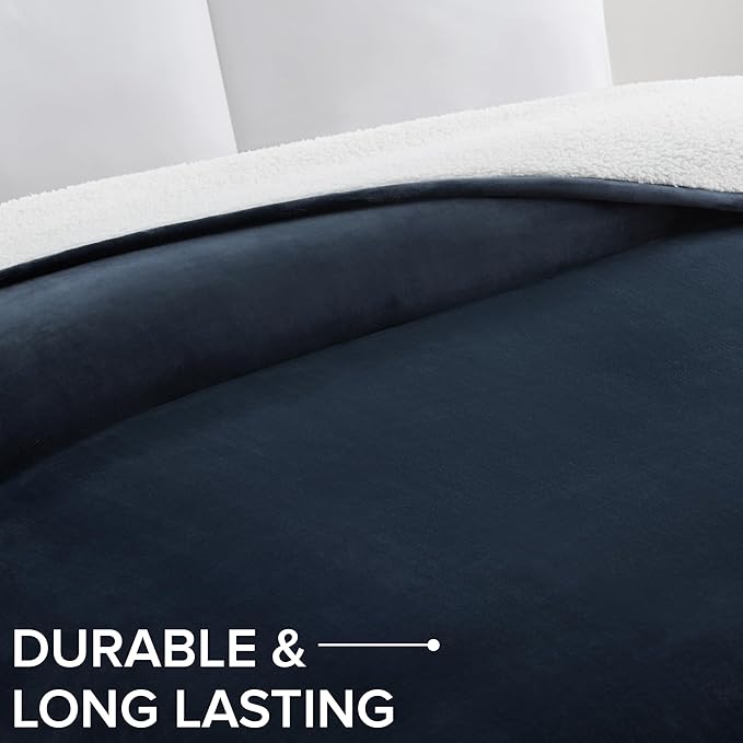 UGG Ariana King/California King Blanket Fleece Fluffy Reversible Soft Fuzzy Bedding Cozy Plush Warm Oversized Blanket Machine Washable Bedroom Decor for Big Couch or Bed, 110-inch x 90-inch, Navy Blue