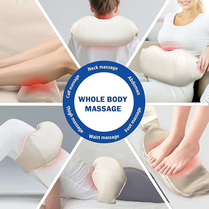 Joyset Shiatsu Neck and Back Massager with Heat,Electric Shoulder Massager for Pain Relief Deep Tissue,3D Kneading Massage with Cloth Cover Easy to Clean Best Gift for Men Women Parents (Khaki)