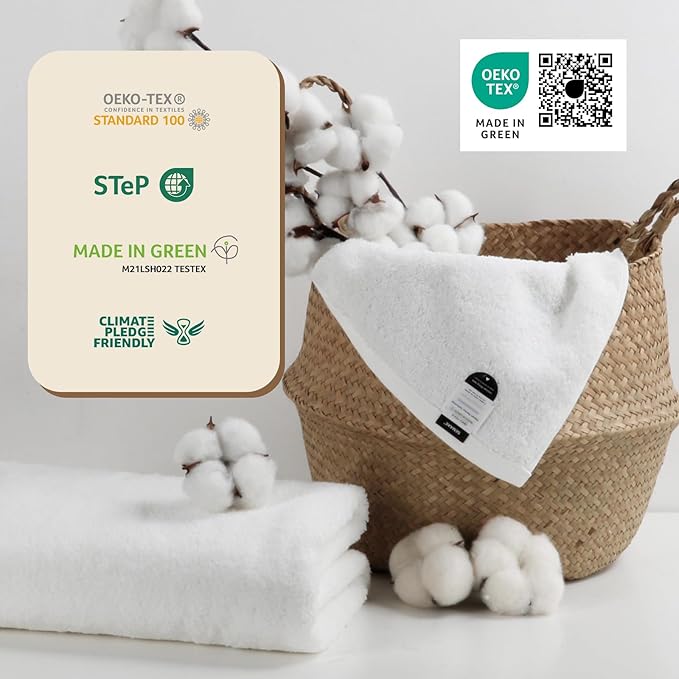 SEMAXE White Bath Towel for Bathroom, 100% Cotton Towel with Hanging Loop, Hotel & Spa Quality Soft Absorbent Towel, Gift Box Packaging, 1 Pc Bath Towel, 55" L x 27" W