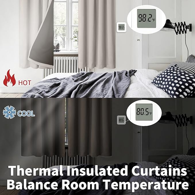 BGment Short Blackout Curtains for Bedroom, Thermal Insulated Full Room Darkening Soundproof Rod Pocket Small Window Curtains 45 Inch Length, 2 Panel, Each Panel 42 Inch, Cashmere