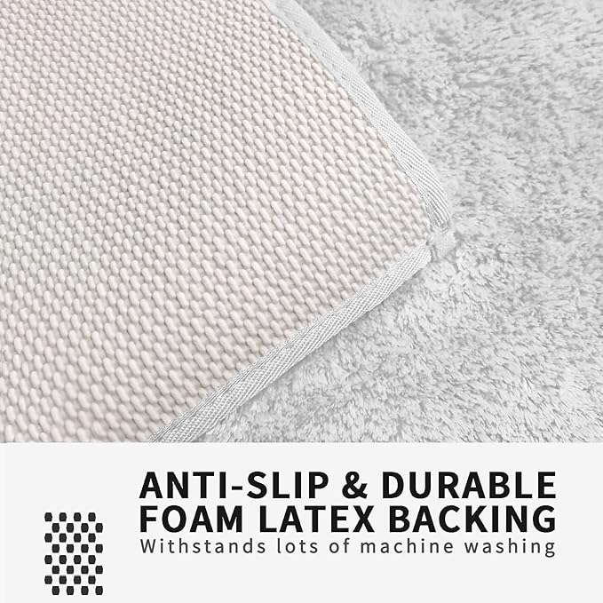 FIFU Bathroom Runner Rug 24" W x 60" L, Bath Mats for Bathroom, Bedroom & Kitchen, Non-Slip Rubber Latex Backing, Comfort & Soft Shower Bathmat & Carpet for Sink, Home & Hallways, White