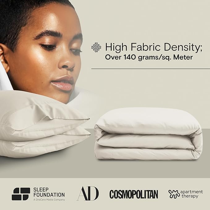 DOZ Duvet Cover Set, 100% Viscose derived from Bamboo, Organically Grown, Buttery Soft, Cooling Duvet Covers, High GSM, 1 Duvet Cover and 2 Pillowcases, 106"x90" (Sand, King/Cal King)