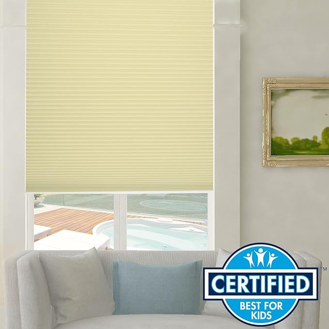 Persilux 100% Blackout Cordless Cellular Shades & Blinds Honeycomb Blinds Bottom up Thermal Insulated Window Shades for Home, Windows and Kitchen, Cream, 55" W x 72" H