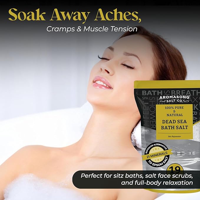 Aromasong Dead Sea Salt - Spa Bath Salt - Bulk 19 Lb Pack of 78 (1482 Lbs Total) Fine Grain - 100% Pure - Better Absorbing Than Epsom Salt - Soak for Women & Men for Skin Issues and Relaxation