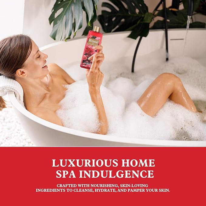 Romantic Rose Christmas Gifts for Women Spa Gift Basket, Bath Set with Bath Bombs & Body Lotion, Anniversary Valentine's Day Gifts for Her, Wife, Girlfriend