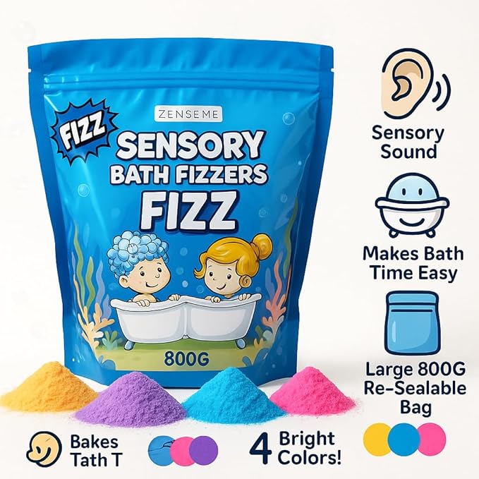 Bath Bombs for Boys - Bath Fizzies Kids Powder – 4 Fizzing Bath Colour Changing Bubble Powder for Children – Fun & Educational Bath Gift Set - Sounds and Sensory Fun