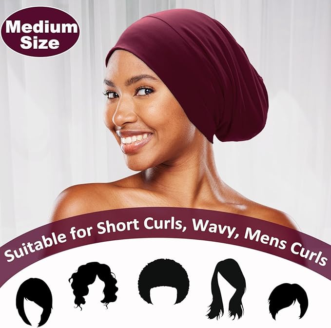 Sleep Cap Bonnet for Sleeping Black Women Men, Adjustable Cooling Lining Bonnets for Curly Hair Wrap Braids Beanie Night Hat